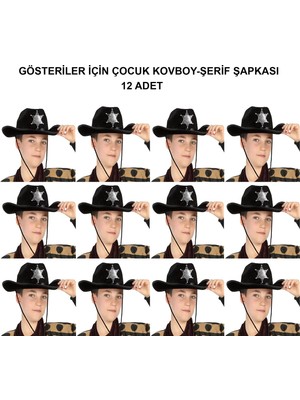 Magicool Kovboy Şerif Şapkası Siyah 12 Adet - Kostüm, Parti ve Gösteri Şapkası