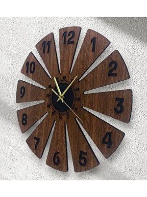 Elarque Duvar Saati Modern Dekoratif Ahşap Ceviz Renkli , 40X40 cm Boyutunda