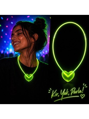 Magicool Neon Işıklı Fosforlu Kalp Parti Kolyesi Yeşil Renk