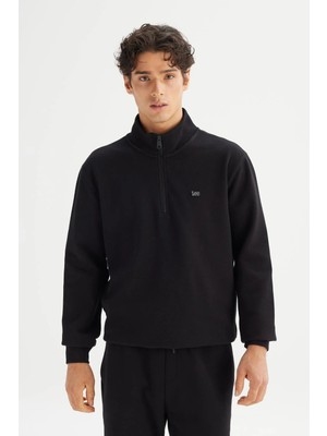 Lee Erkek Pike Interlock Half Zip Sweatshirt Siyah