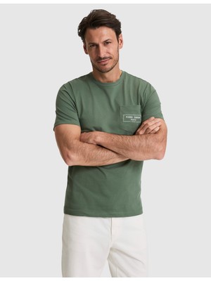 Pierre Cardin Erkek Haki Regular Fit %100 Pamuk Bisiklet Yaka Tişört 50327866-VR027