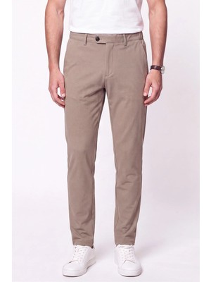 Efor Erkek Regular Fit Yan Cep Doku Desenli Beli Lastikli Bej Pantolon P 1212
