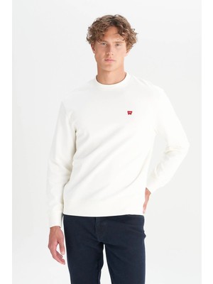 Wrangler Erkek Patch Logo Sweatshirt Worn White