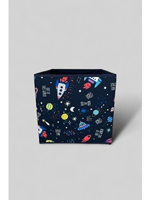 Elarque Sepet Katlanabilir Uzay Temalı Giysi ve Oyuncak Saklama Kutusu, 30X30X30