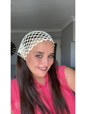 Guvdin El Örgüsü Boncuklu Saç Filesi - Renkli Boho Tarz Bandana