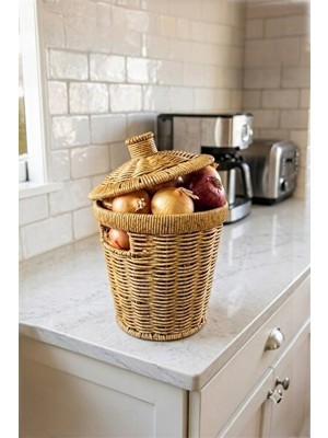 Elarque Sepet Wicker Hasır Patates ve Soğan Sepeti - Sunum ve Saklama Için Şık