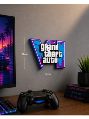 Three Dittle Birds Gta Vı Logo Duvar Dekoru – 3D Baskı Oyun Odası Duvar Süsü