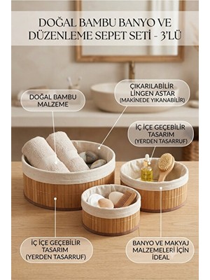 Elarque Sepet El Örgüsü Bambu Banyo ve Makyaj Düzenleyici Seti