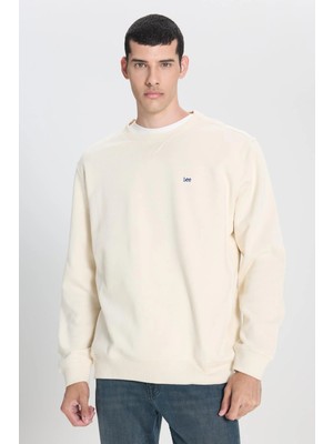 Lee Bisiklet Yaka Sweatshirt Off White