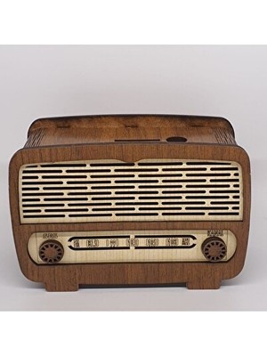 Elarque Kumbara Rustik Ahşap Radyo , Vintage Dekor ve Tasarruf Aracı