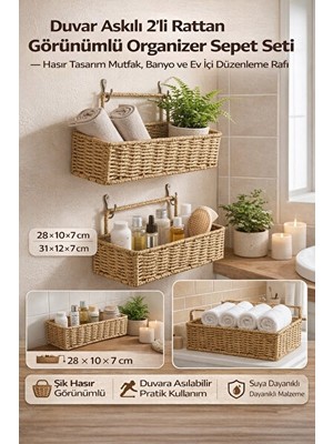 Elarque Sepet Duvar Askılı Hasır Seti ile Mutfak ve Banyo Düzeni