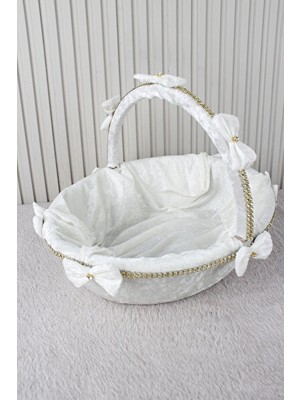 Elarque Sepet Beyaz Kadife Fiyonk ve Su Taşlı Düğün Sepeti, Şık Organizasyon