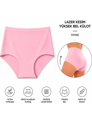 LAMİSA Yüksek Bel Basic Lazer Kesim Bikini Külot