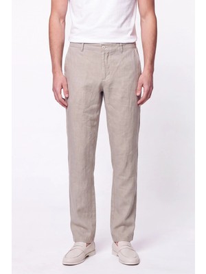 Efor Erkek Comfort Fit Beli Lastikli %100 Keten Taş Pantolon P 1215