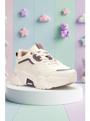 Dark Seer DS.PMD239K2110 Bej Mor Kadın Sneaker Günlük Spor Ayakkabı