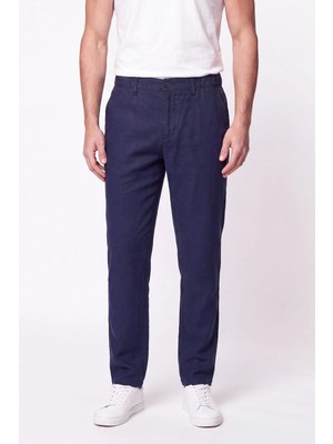 Efor Comfort Fit Beli Lastikli %100 Keten Lacivert Pantolon P 1215