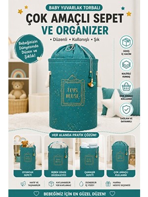 Elarque Çamaşır Sepeti Bebek Odası Için Yuvarlak Oyuncak ve , Düzenleyici