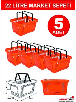 Elarque Sepet Alışverişinizi Kolaylaştıran 5'li Turuncu Market Sepeti Seti
