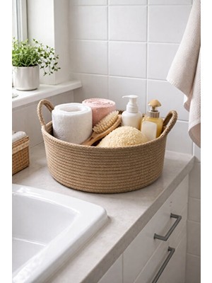 Elarque Sepet Çok Amaçlı Dekoratif Banyo ve Oda Sepeti, 25X10 cm Boyutlarında