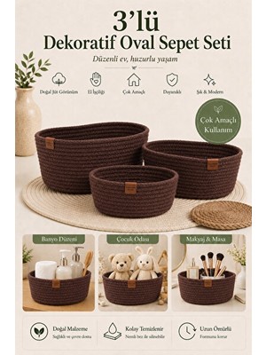 Elarque Sepet Kahverengi Oval Pamuk Seti, Çok Amaçlı Organizer