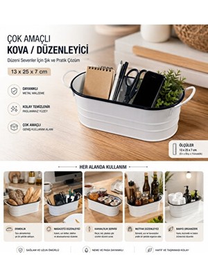 Elarque Sepet Küçük Çok Amaçlı Metal Düzenleyici Kova
