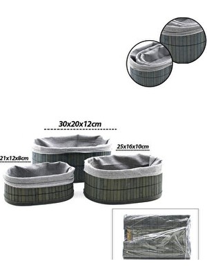 Elarque Sepet Oval Bambu Kenarlı Gri Organizer ile Düzenli Saklama