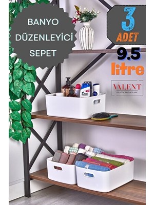 Elarque Sepet Büyük Boy 9.5 Lt Çok Amaçlı Banyo ve Mutfak Organizer Sepetleri