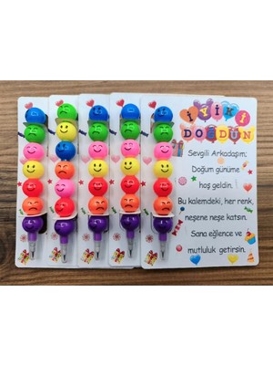 Wi Fro 10 Adet Doğum Günü, Arkadaş Hediyesi Emoji Yumurtlayan Renkli Emojili Kalem