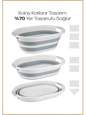 Elarque Çamaşır Sepeti Pratik Silikon Çift Paket, 26 Litre Kapasiteli