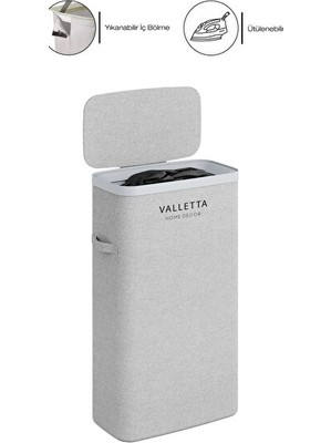 Elarque Çamaşır Sepeti Light Gray Kumaş Katlanabilir Kirli , Hafif ve Kullanışlı