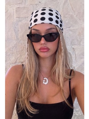 Bahels Puantiye Beyaz Kadın Bandana Fular 50X50CM
