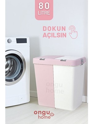 Elarque Çamaşır Sepeti Ikili Pembe Dokunmatik , 80 Lt Kapasiteli ve Şık