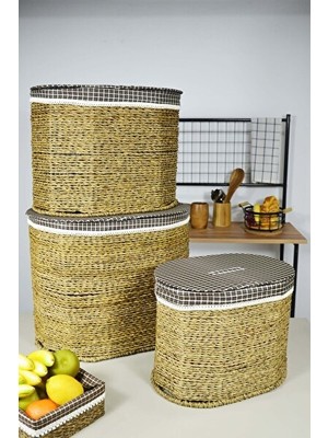 Elarque Sepet Oval Naturel Çamaşır Sepetleri, 3'lü Set ile Pratiklik
