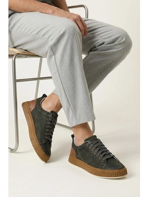 Ziya, Erkek Hakiki Deri Günlük Sneaker 161983Z8702 Gri