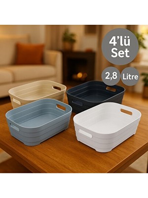 Elarque Sepet Kapaksız Çok Amaçlı 4'lü Seti, 2.8 Litre Kapasiteyle Pratik