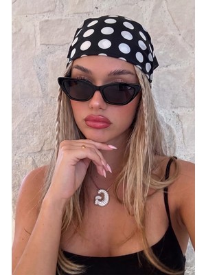 Bahels Puantiye Siyah Kadın Bandana Fular 50X50CM