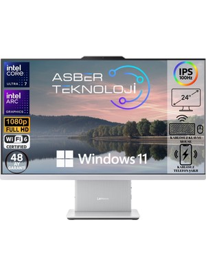 Lenovo Ideacentre AIO 24ILL11 Intel Core ultra 7 256V 16GB Ddr5 RAM 512GB SSD 23.8" Fhd IPS  ıntel Arc 140V WINDOWS 11 Pro kablosuz Klavye Ve mouse Asbertech
