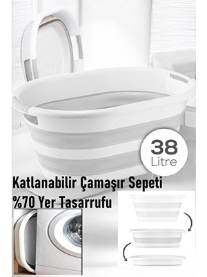 Elarque Çamaşır Sepeti Yüksek Kapasiteli Akordiyon , Yer Tasarrufu Sağlar