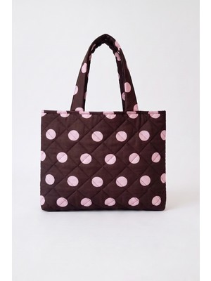 Bahels Kadın Kahve Puantiye Shopper Tote Bag