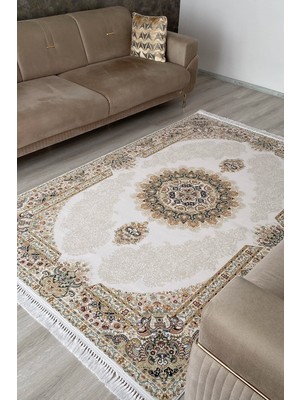 Romeda Home Hanedan, Osmalı Ipeksi Yün Tuşeli Triko Akrilik Dokuma Oturma Odası ve Salon Halısı