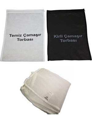 Elarque Çamaşır Sepeti Set Halinde Kirli ve Temiz Çamaşır Filesi Torbaları