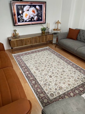 Romeda Home Hanedan, Osmalı Ipeksi Yün Tuşeli Triko Akrilik Dokuma Oturma Odası ve Salon Halısı