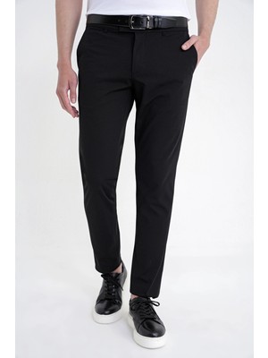 Efor Erkek Comfort Fit Rahat Kalıp Yan Cep Pamuklu Dokulu Siyah Pantolon P 1219