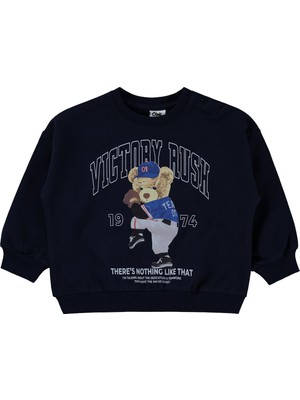 Civil Baby Teddy Bear Baskılı 6-18 Ay Sweatshirt - Lacivert