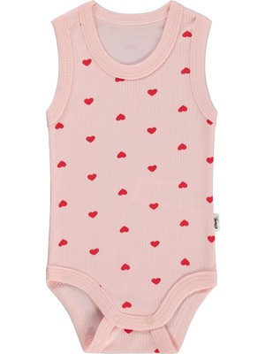 Civil Baby Kalp Empirme 0-3 Yaş Çıtçıtlı Badi - Pembe