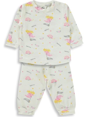 Civil Baby Küçük Fileli Tavşan Empirme 6-18 Ay Pijama Takımı - Ekru