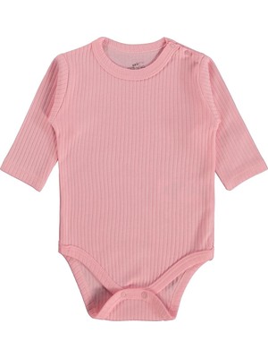 Mini Damla Minidamla Uzun Kol Basic 3'lü Set 1-18 Ay Çıtçıtlı Badi - Pembe
