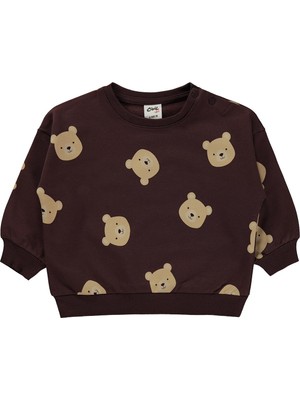 Civil Baby Ayıcık Baskılı 6-18 Ay Sweatshirt - Kahverengi