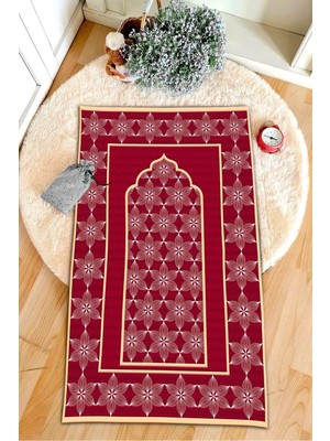 Dekomod Dekoratif Dijital Baskılı Siyah Kaymaz Taban Seccade Namazlık 75X120