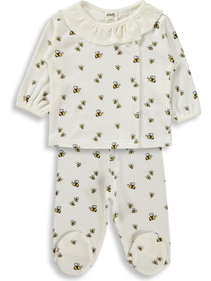Civil Baby Arı Empirme 1-9 Ay Pijama Takımı - Ekru